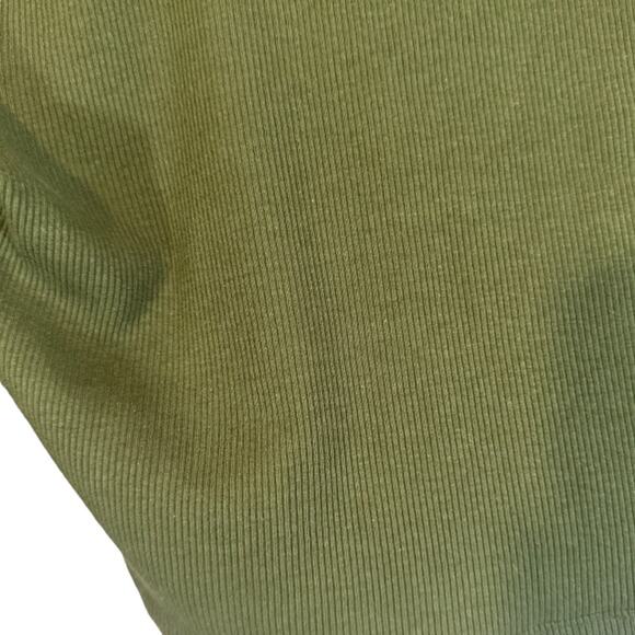 Zara Olive Green Ribbed Textured Long Sleeve V-Neck Crop Top Women Sz M - Picture 8 of 8
